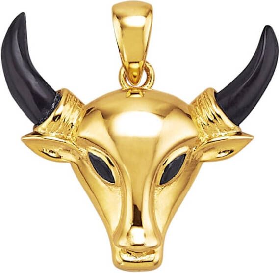 KLiNGEL Hanger, stierenkop met obsidiaan Goudkleur