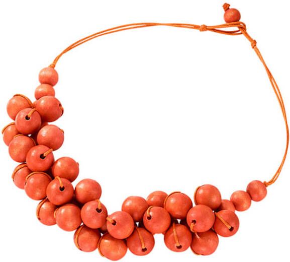 KLiNGEL Ketting met houten kraaltjes Oranje