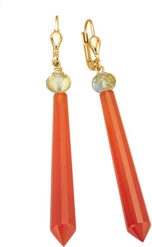 KLiNGEL Oorbellen met carneool, van echt zilver Goudkleur