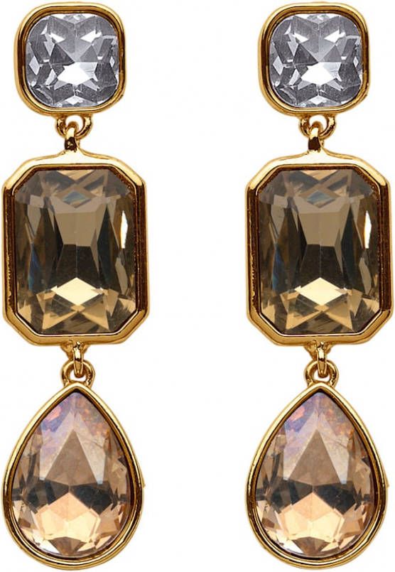 KLiNGEL Oorbellen met glasstenen Geelgoudkleur