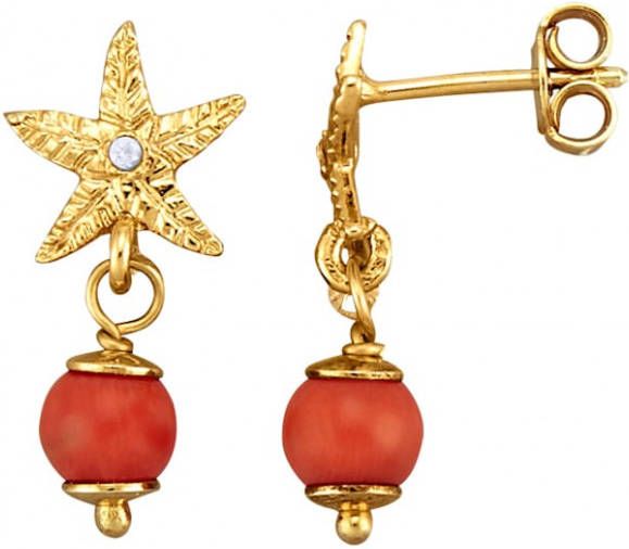 KLiNGEL Oorbellen met koraal Rood