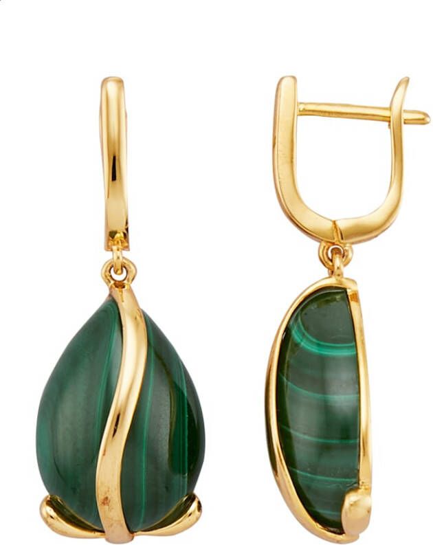 KLiNGEL Oorbellen met malachiet Goudkleur
