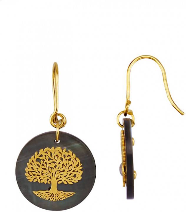 KLiNGEL Oorbellen met parelmoer Zwart