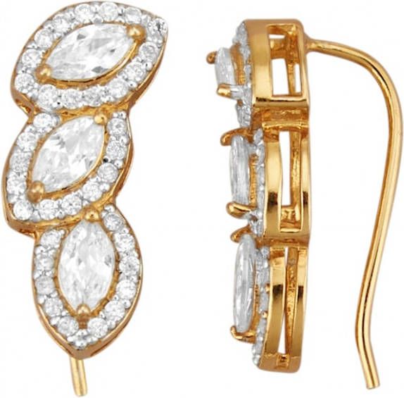 KLiNGEL Oorbellen met synth. zirkonia's en van echt zilver Bicolor