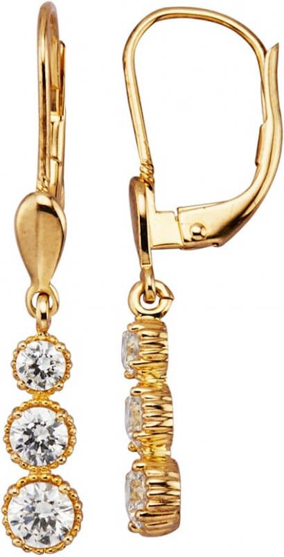 KLiNGEL Oorbellen met synth. zirkonia's Geelgoudkleur