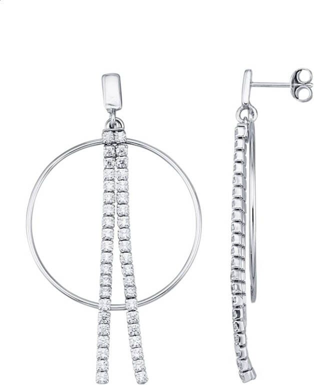 KLiNGEL Oorbellen met synth. zirkonia's, van echt zilver Zilverkleur