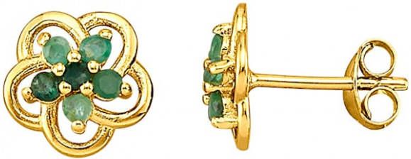 KLiNGEL Oorstekers Bloem met smaragden Groen