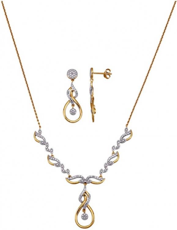 KLiNGEL Sieradenset met diamanten Geelgoudkleur